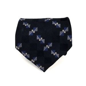 Metropolitan View Men's Tie 100% Silk Black Blue Geometric Business Necktie 56"